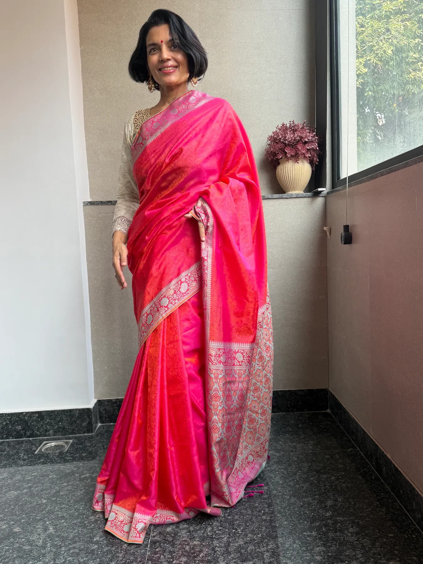The Royal Himroo Resham Locked-Weave Saree — Himroo, Resham