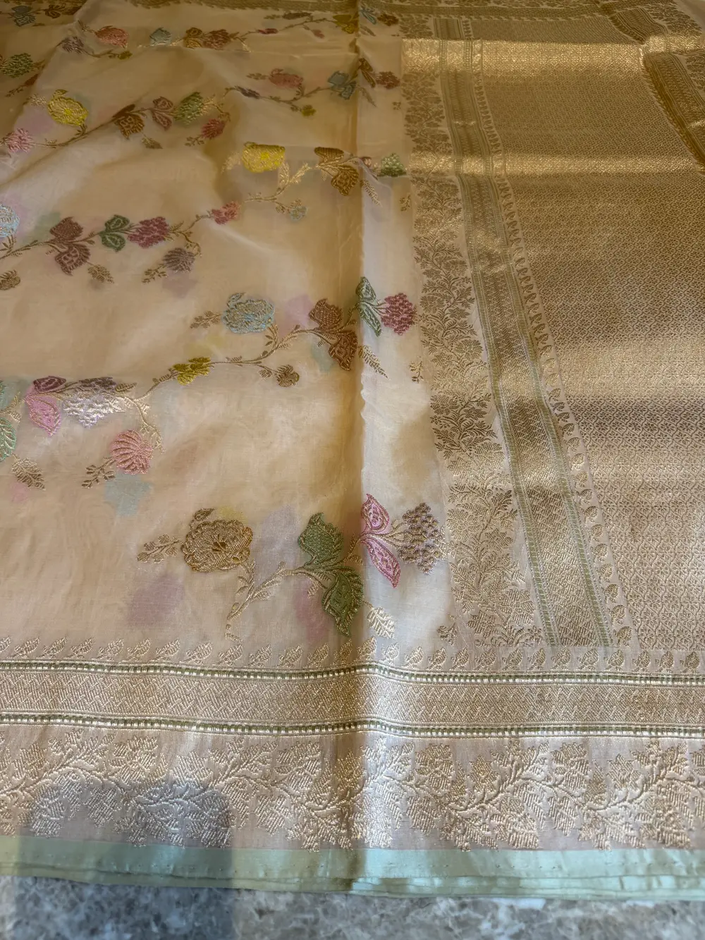 Blush Nude Kora Silk Kaduwa Meenakari Banarasi Saree — Banarasi, Kora Silk, Varanasi, Uttar Pradesh, view 10