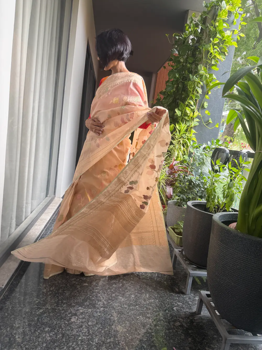 Blush Nude Kora Silk Kaduwa Meenakari Banarasi Saree — Banarasi, Kora Silk, Varanasi, Uttar Pradesh, view 8