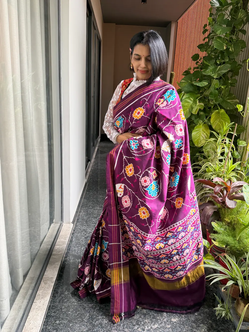Double Ikat Patan Patola Silk Saree in Deep Purple — Patan Patola, Pure Silk, Patan, Gujarat