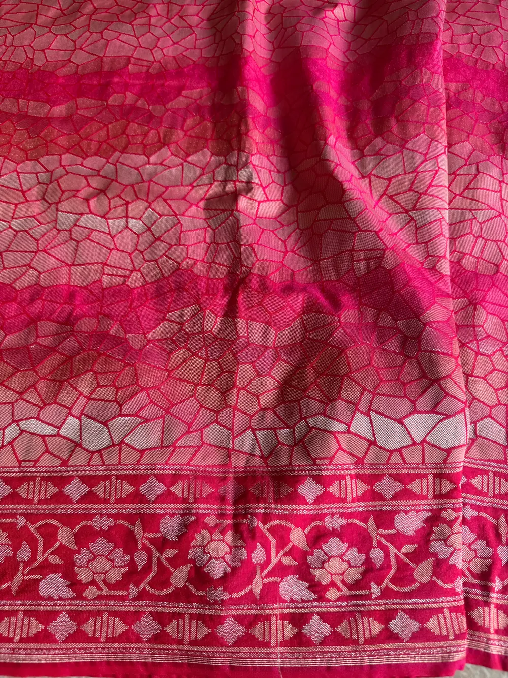 Rani Pink Katan Silk Handloom Banarasi Saree — Banarasi, Katan Silk, Varanasi, Uttar Pradesh, view 8