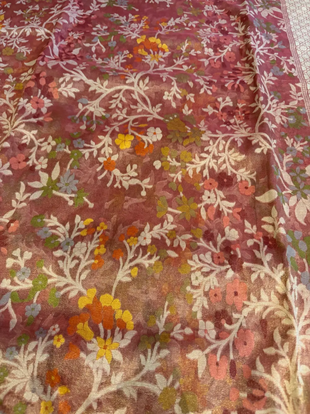 Rose Pink Tissue Cotton Cutwork Jamdani Banarasi Saree — Banarasi, Tissue Cotton, Varanasi, Uttar Pradesh, view 11